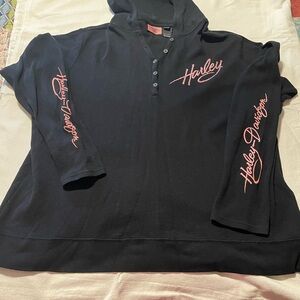 Harley-Davidson Black Thermal hooded shirt with Pink Tag